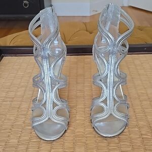MICHAEL KORS COLLECTION Elegant Silver Strappy Women's Heels